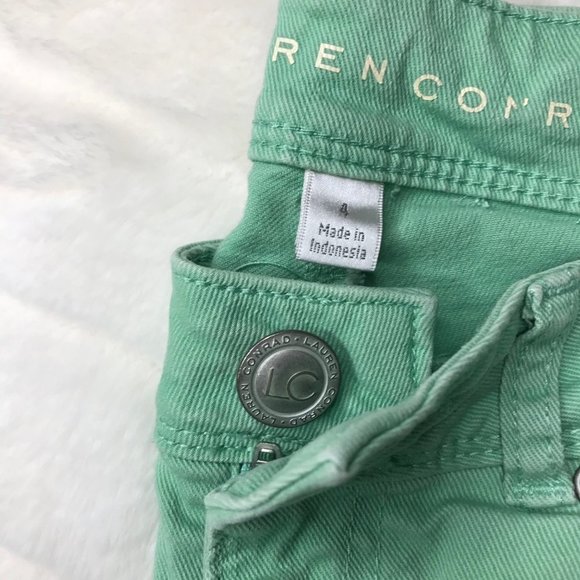 EUC $50 LC Lauren Conrad Women's 4 Cropped Capri Style Green Denim Summer Jeans - Picture 6 of 13